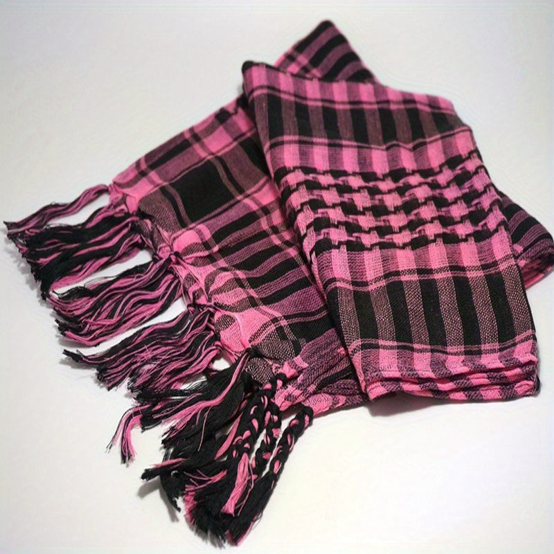 Plaid Tassel Scarf Military Shemagh Tactical Desert Keffiyeh Head Neck Scarf