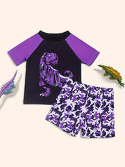 Toddler Boys Dinosaur Print Swimsuit Set Summer Clothes