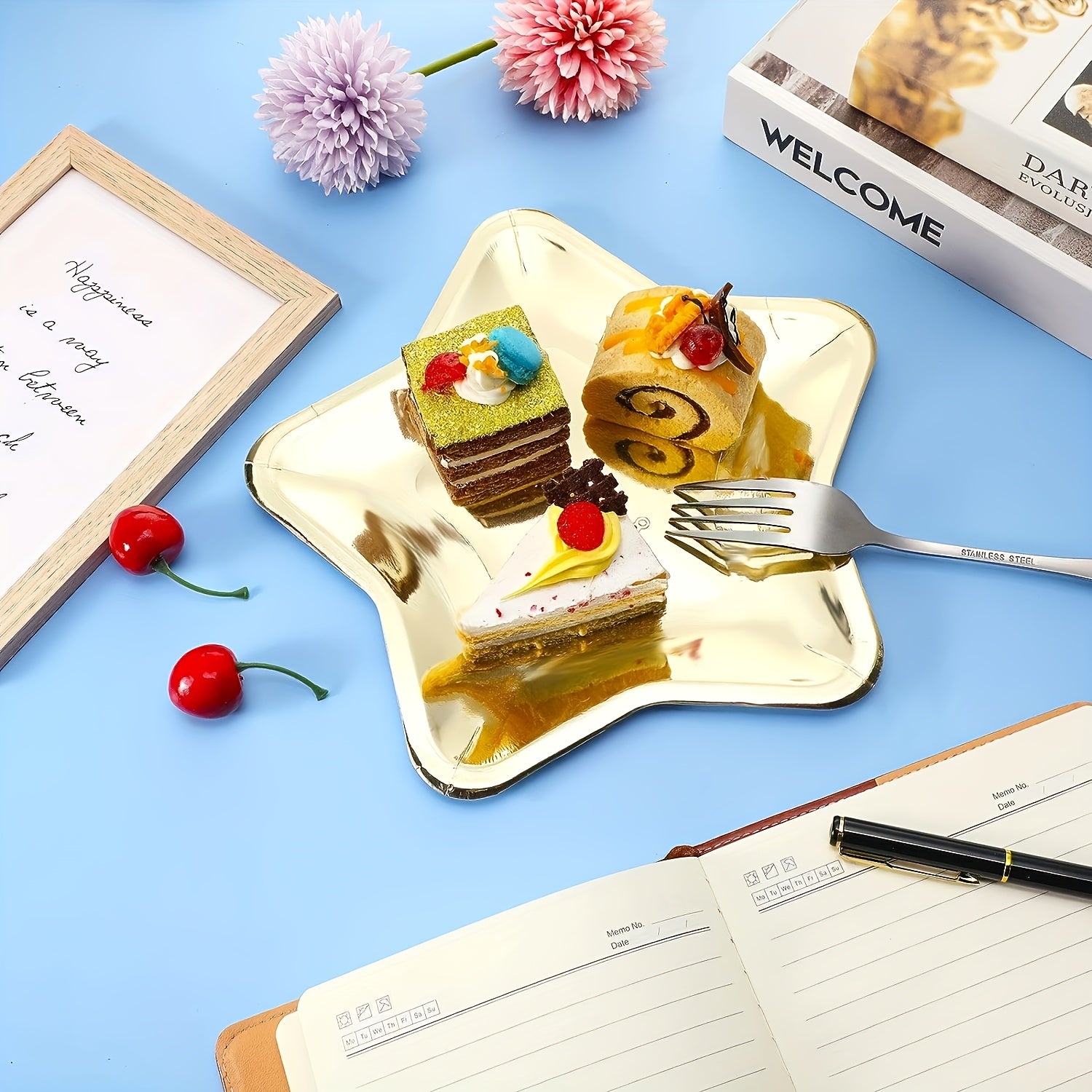 10pcs Golden Star Paper Plates for Graduation Wedding Birthday