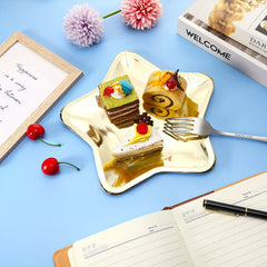 10pcs Golden Star Paper Plates for Graduation Wedding Birthday