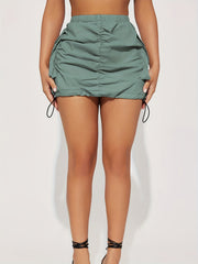 Pleated Cargo Mini Skirt for Women Spring Summer