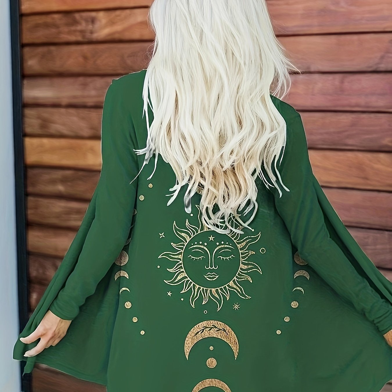 Moon & Sun Print Long Sleeve Cardigan