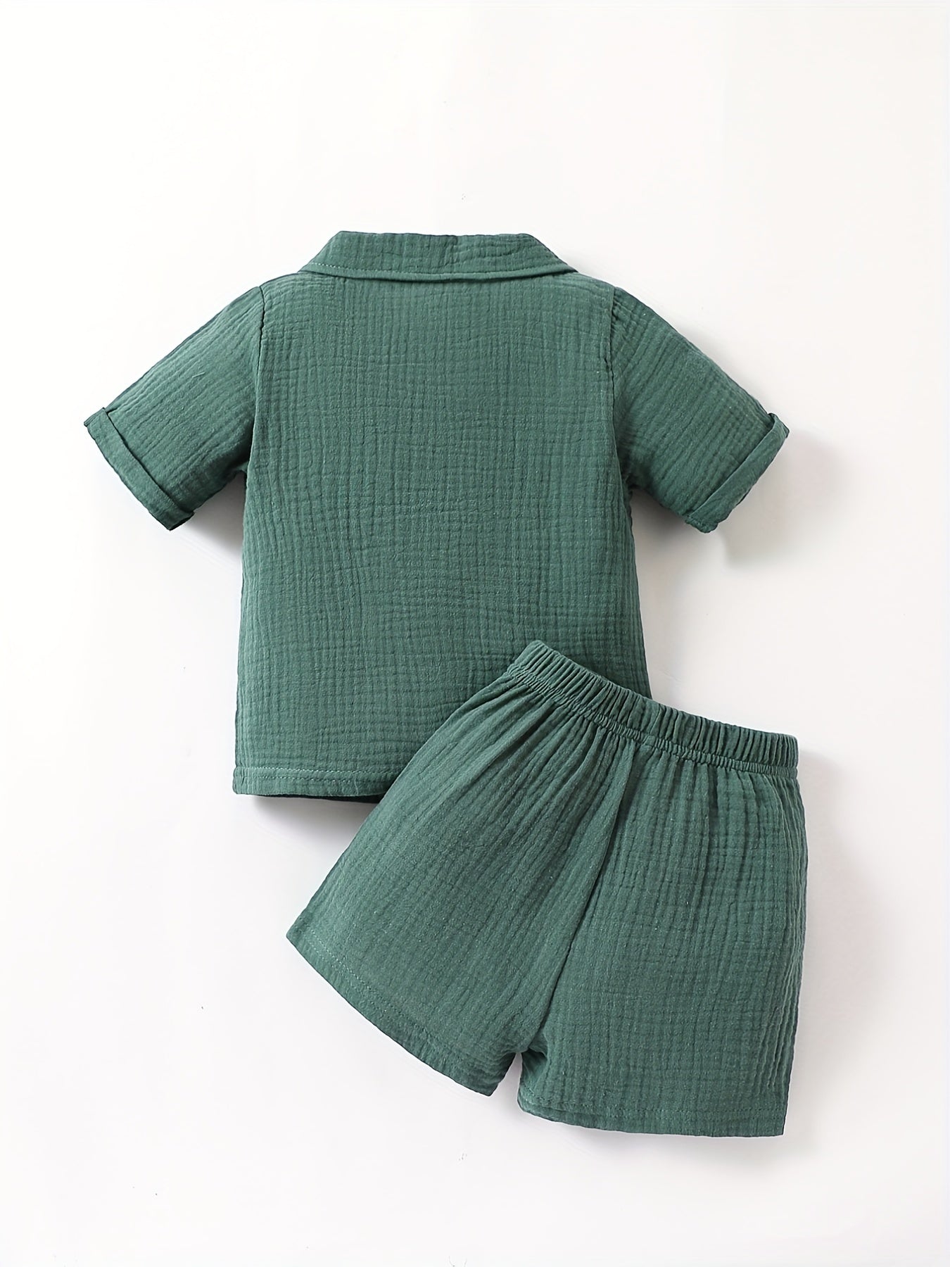 Boy's Short Sleeve Shirt & Shorts Set, Summer Casual 2pcs