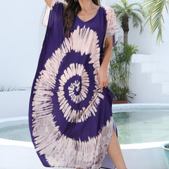 Women's Plus Spiral Tie Dye Batwing Cover Up