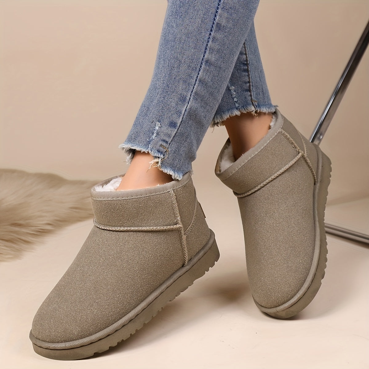 Women's Thermal Fluffy Snow Boots Slip On Warm Soft Sole Fuzzy Shoes