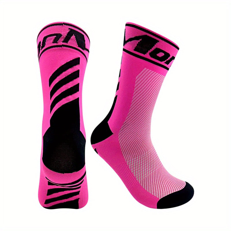 Breathable Cycling Socks Unisex Men Women Mid Calf Sports