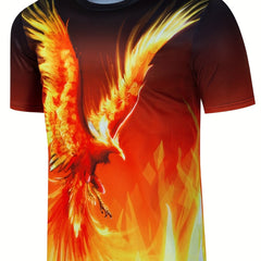 Men's Phoenix Graphic T-shirt 3D Digital Print Casual Loose Tee