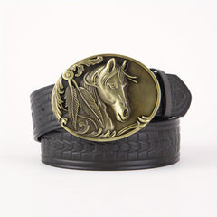 Embossed Punk Style Western Cowboy Leather Belt