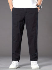 Men's Cotton Elastic Waist Casual Loose Straight Leg Pants