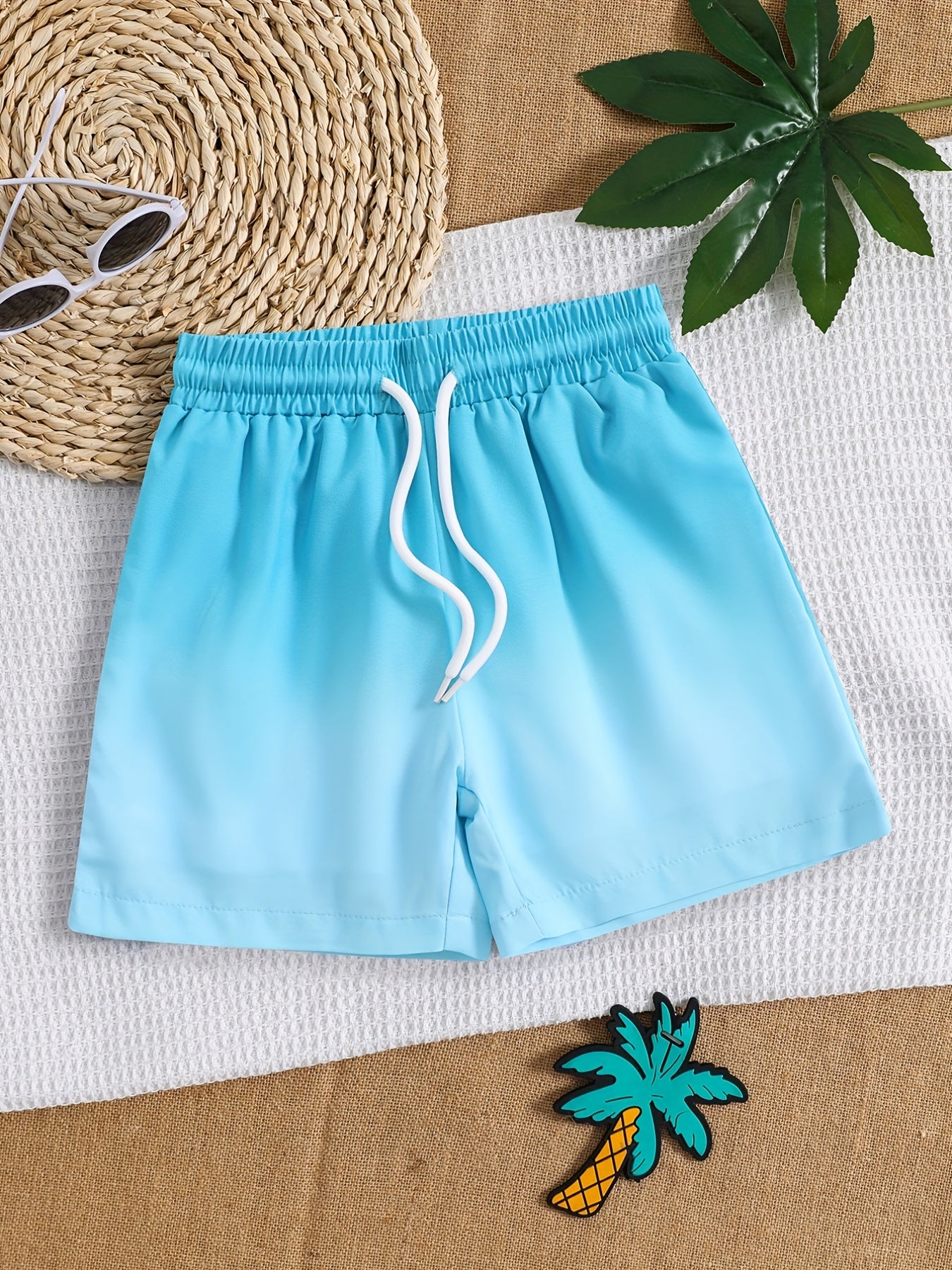 Boys Swim Trunks Gradient Print Elastic Waist Beach Pants