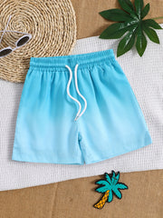 Boys Swim Trunks Gradient Print Elastic Waist Beach Pants