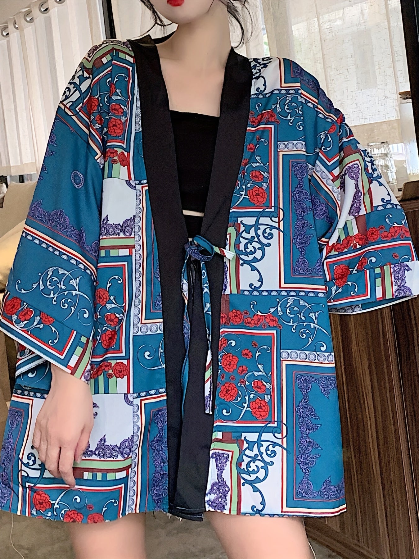 Graphic Print Kimono Cover Up for Spring & Summer