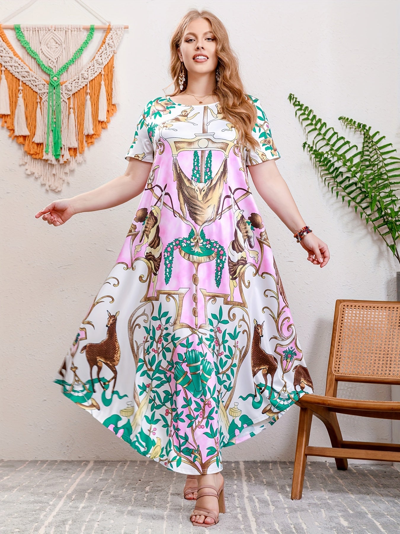 Flared Tie Dye Dress Short Sleeve