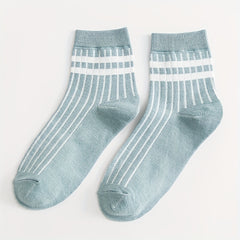 Set of 5 Striped Crew Socks for Women