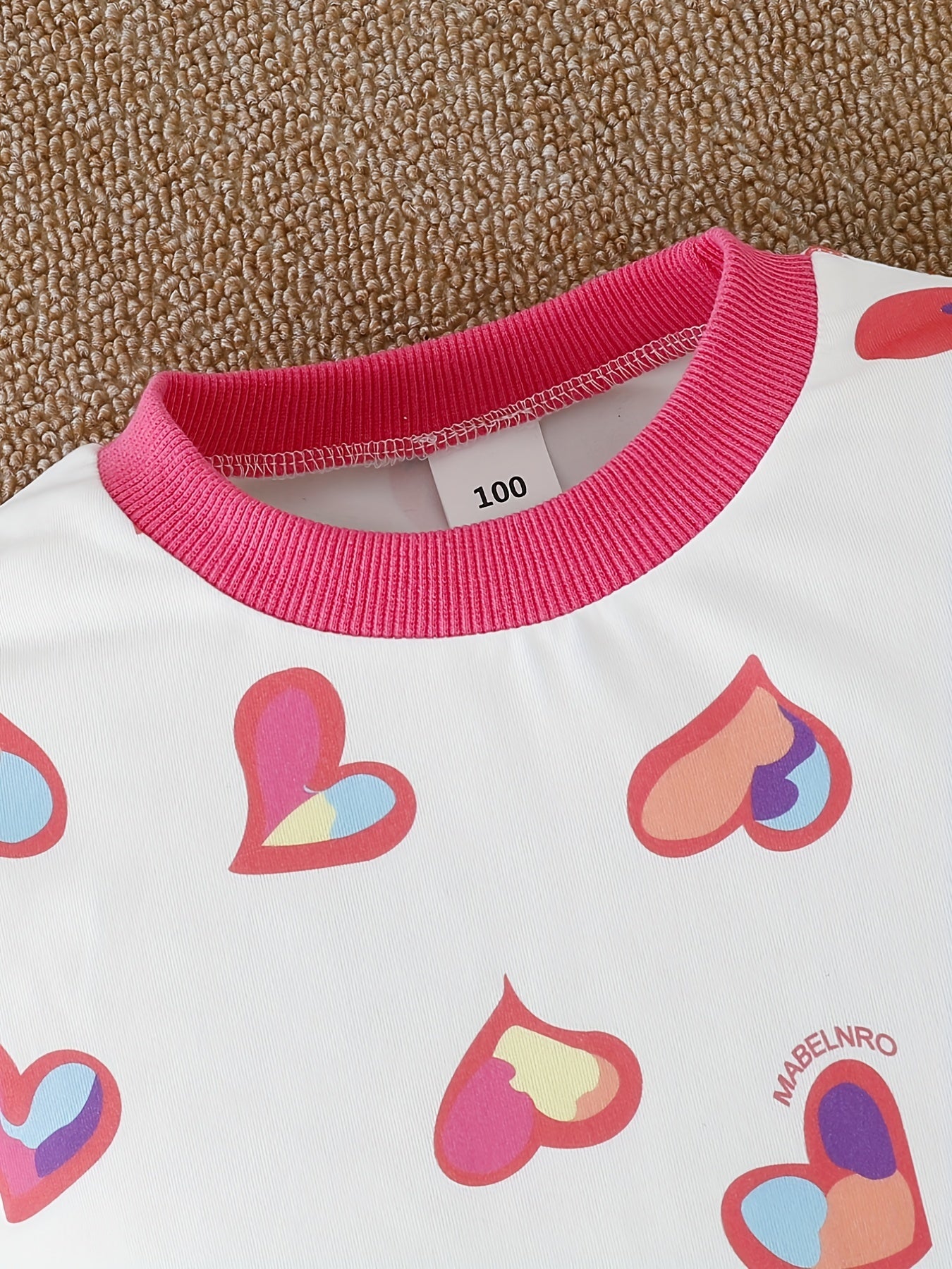 Girls Peach Heart Pajamas Set Baby Loungewear Set