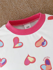 Girls Peach Heart Pajamas Set Baby Loungewear Set