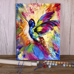 DIY Rainbow Bird Painting By Numbers On Canvas For Adults