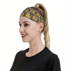 Vintage Breathable Headband with Golden Lettering for Sports & Casual Wear