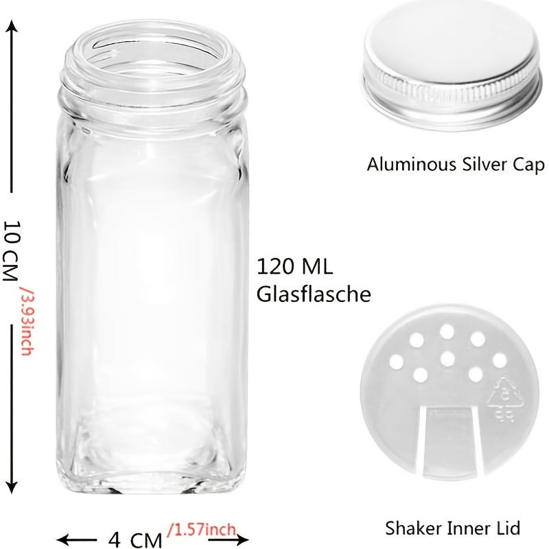 12pcs Storage Jars with Stainless Steel Lids Spice Glass Container