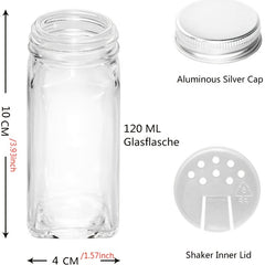 12pcs Storage Jars with Stainless Steel Lids Spice Glass Container