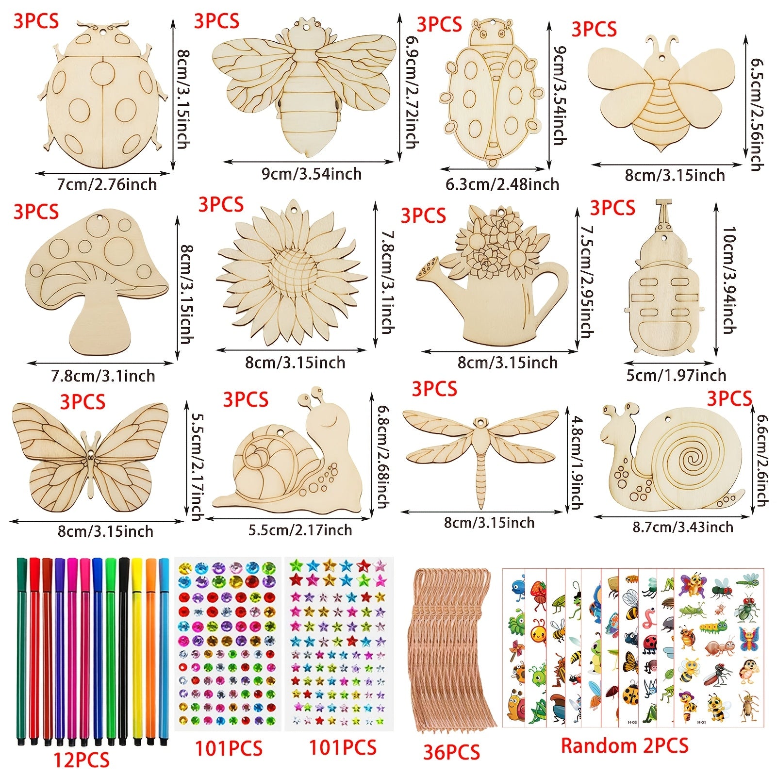 Wooden Animal Crafts Set for Kids - 288pcs Creative Toy