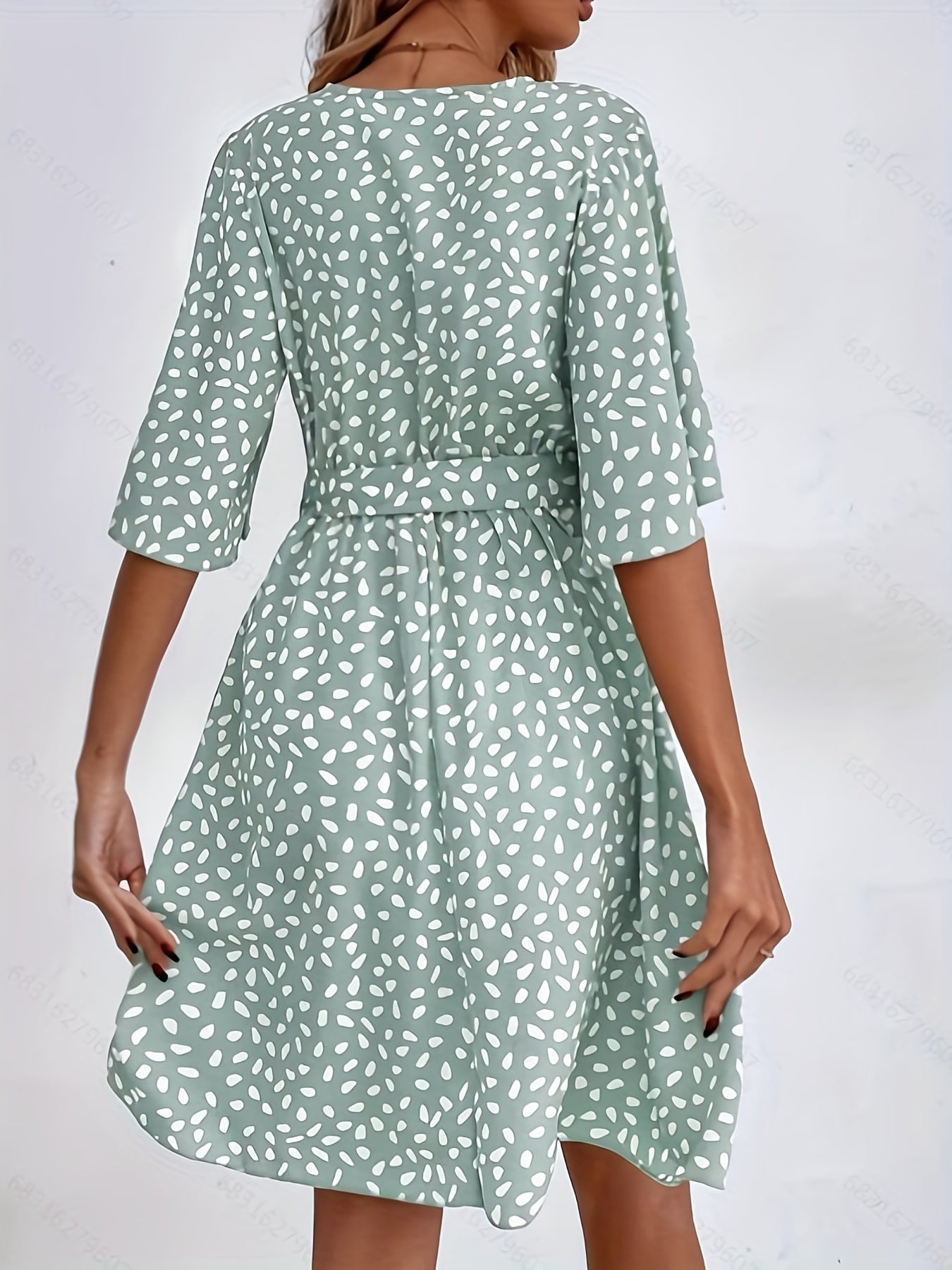 Floral Print Tie Front Dress V Neck Short Sleeve Dress Casual