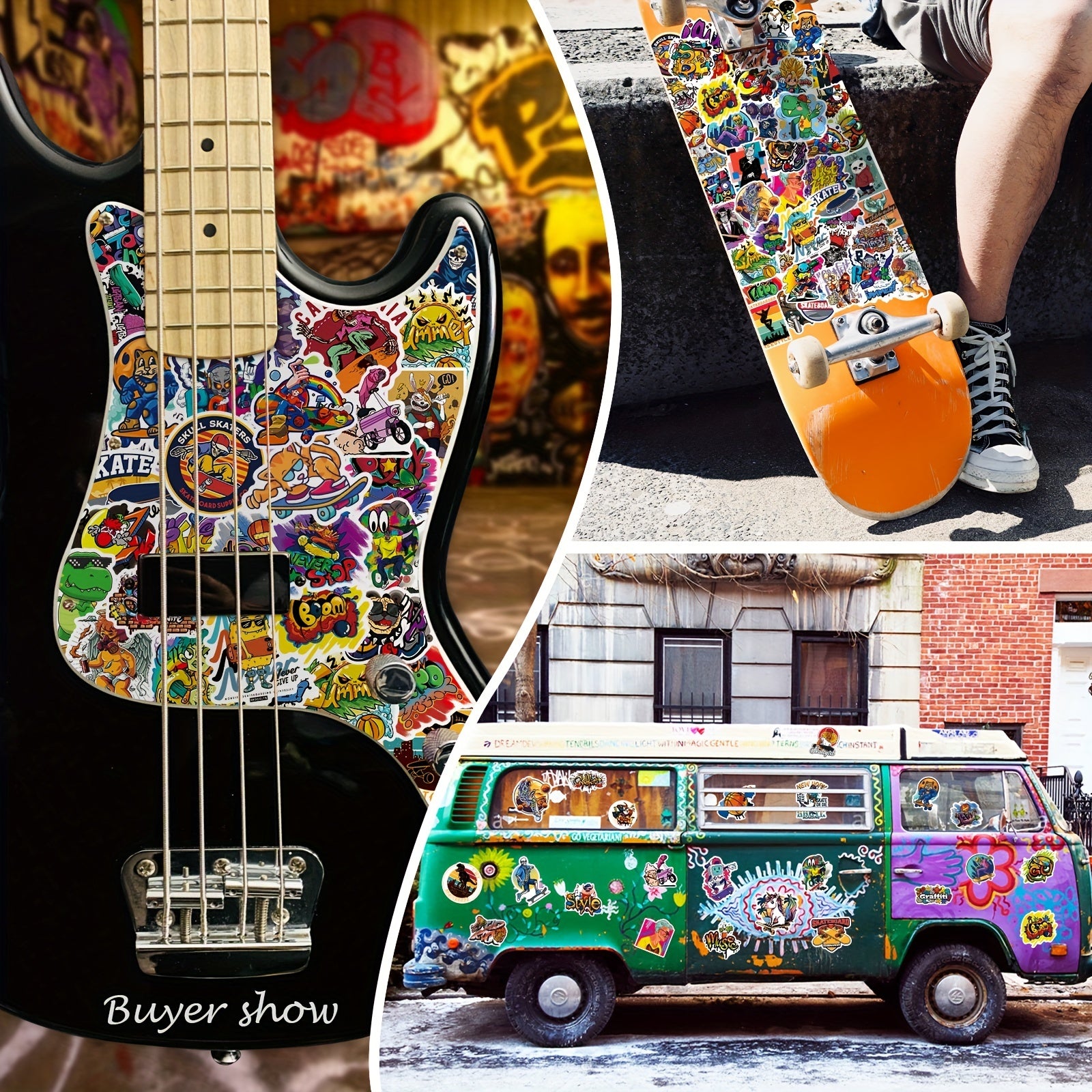 100pcs Hip Hop Psychedelic Stickers for Notebook Mobile Phone Case Bicycle Kids