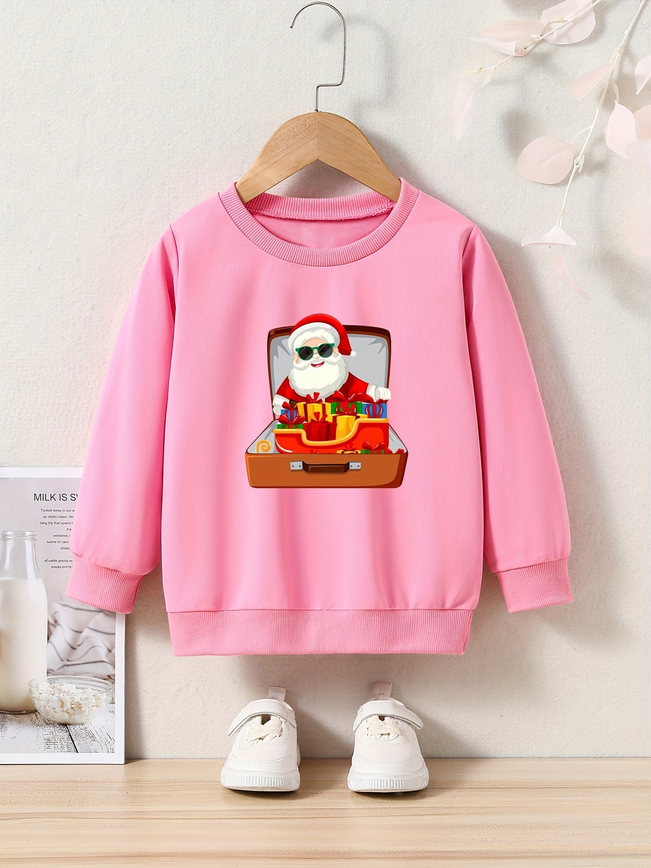 Santa In The Box Girls Sweatshirt Fall Winter