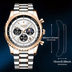 Quartz Women's Waterproof Luminous Watch Date Chronograph Sport Wristwatch