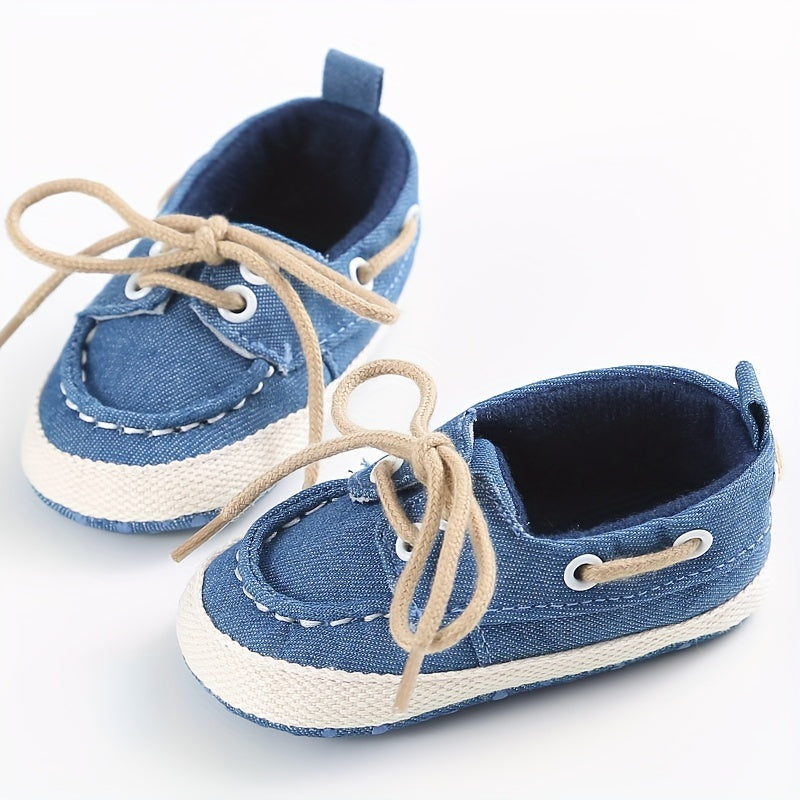Solid Lace Up Sneakers for Baby Boys Lightweight Non Slip Shoes