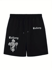 Christian Cross Comfy Shorts Men's Casual Solid Elastic Waist Drawstring Shorts
