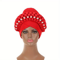Hand Woven Turban Cap Set Elastic Head Wrap Pre-Tied Headscarf Ramadan Bonnet
