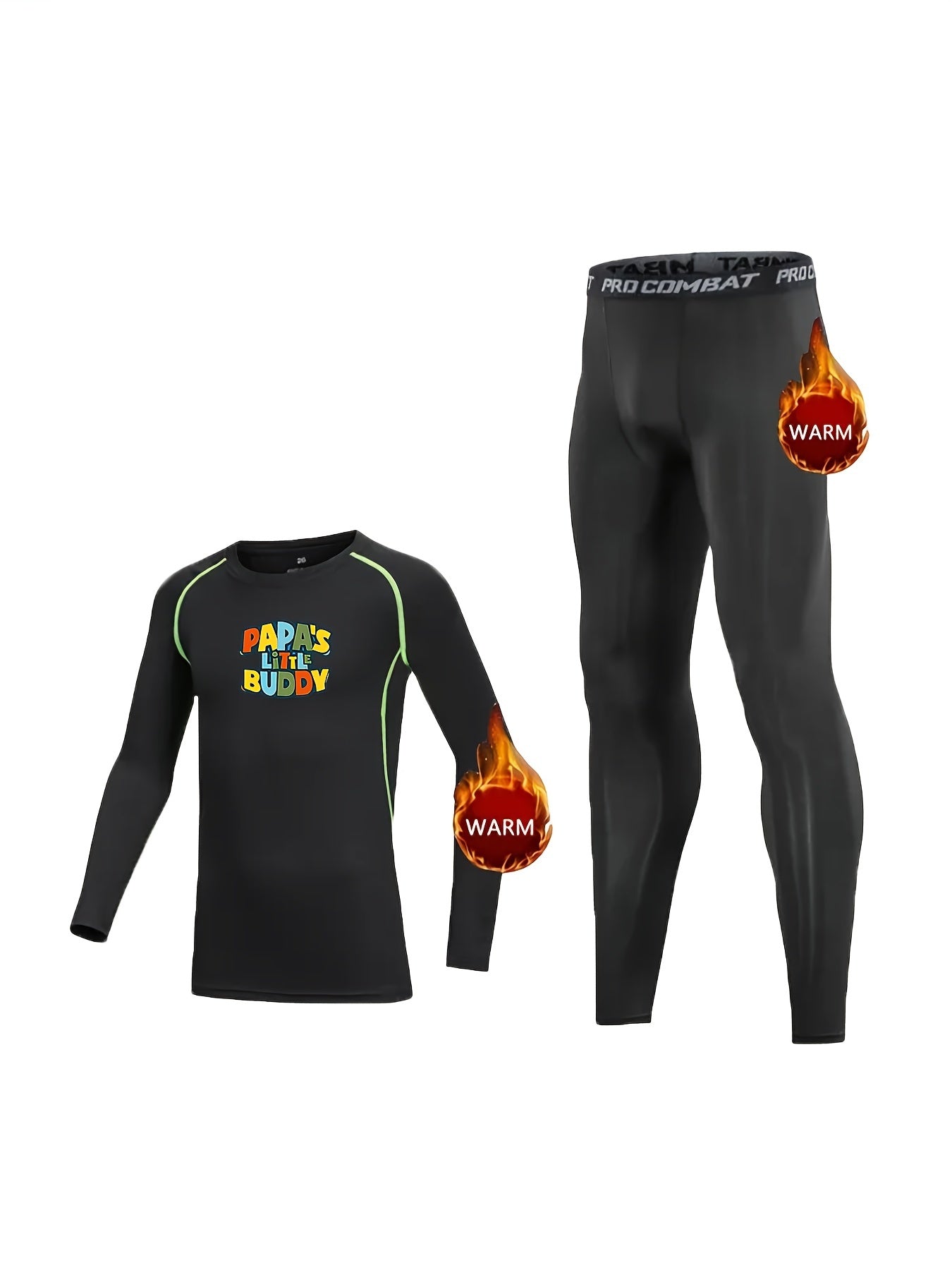 2pcs Kids Fleece Compression Sets Letter Print Pullover Matching Pants
