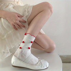 Floral Decor Curling Socks Women's Stockings