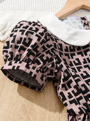Girl's Plaid Print Tunic Dress Kids Party Dress
