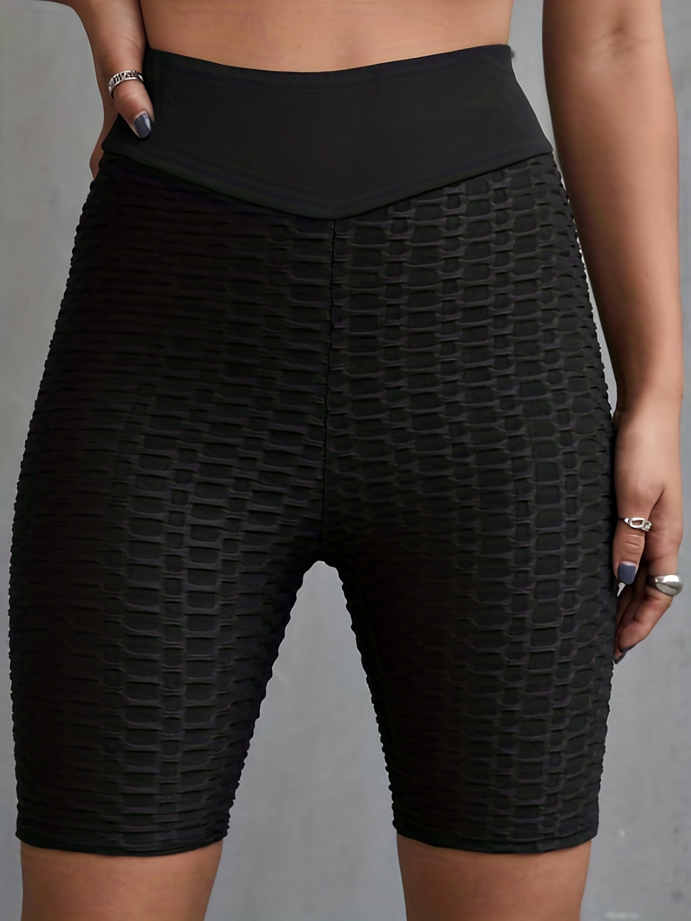 Solid High Waist Skinny Leggings Stretchy Cropped Leggings Women's Clothing