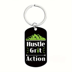 Engraved Metal Key Chain Bag Charm Pendant Gift for Men Women