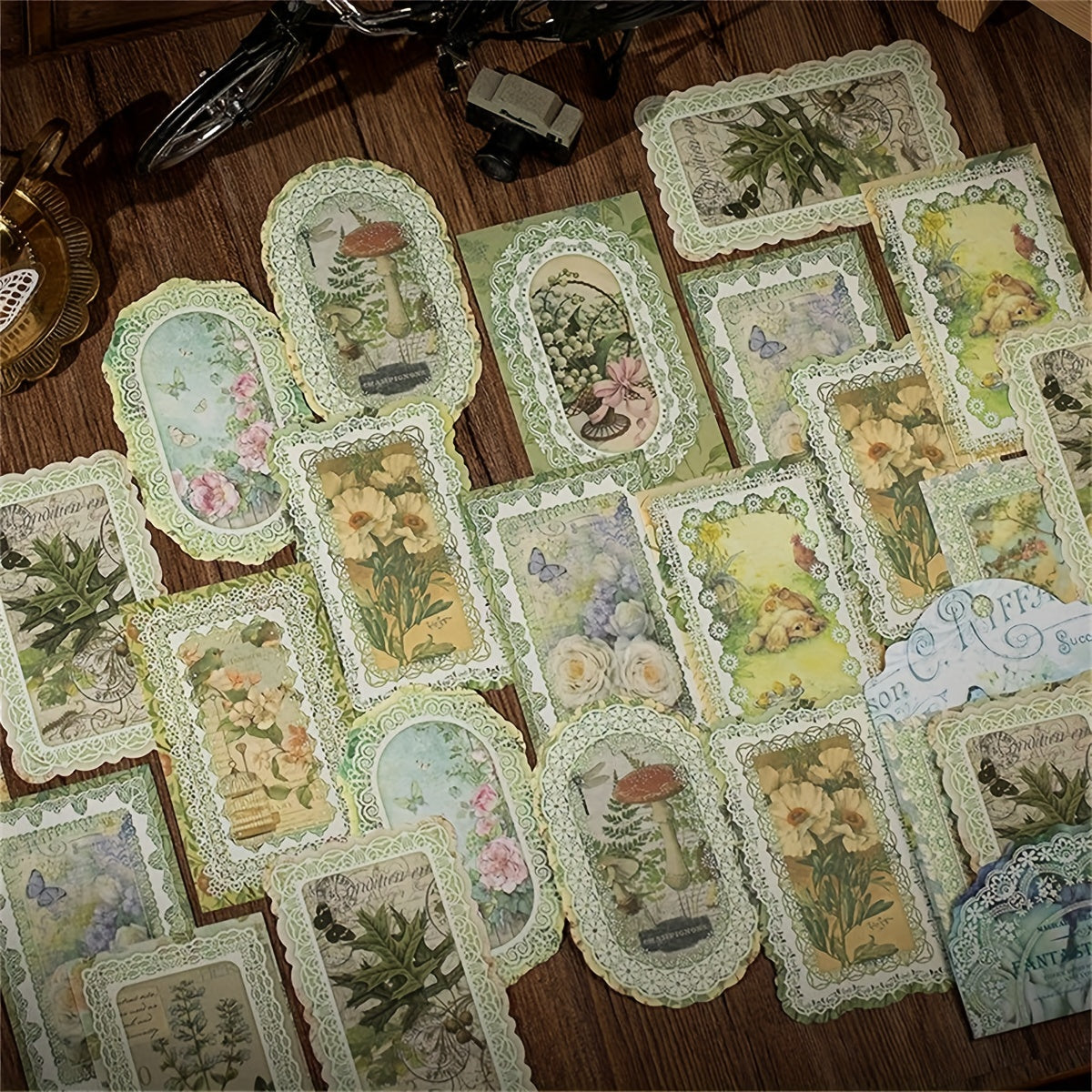 50pcs Lace Material Paper Art Journal Plant Decoration Collage Base