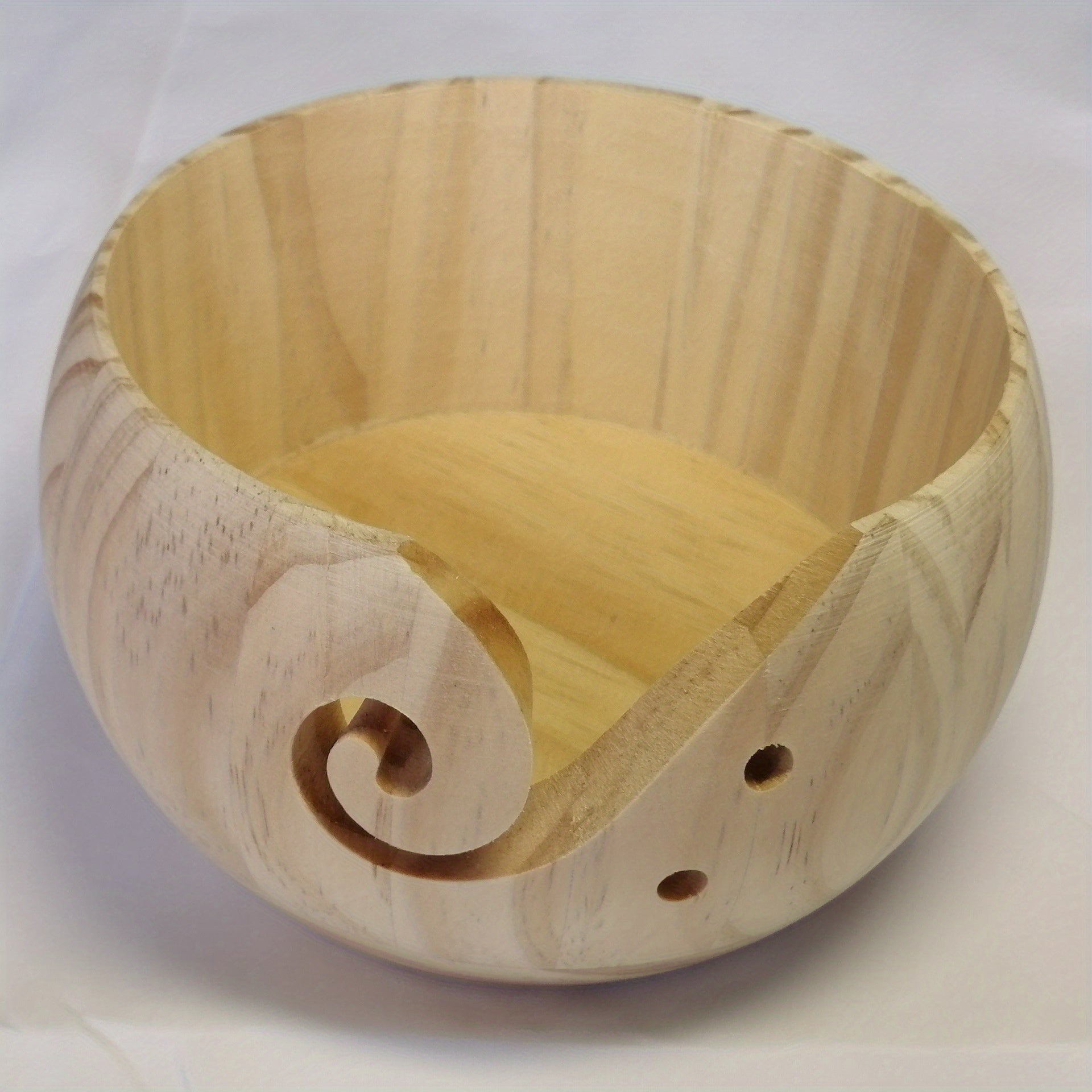 Wooden Wool Bowl Round Knitting Storage Vintage DIY Yarn Bowl