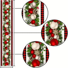 2pcs Christmas Table Decor Polyester Runner & Placemats Red Plaid Pattern Cover