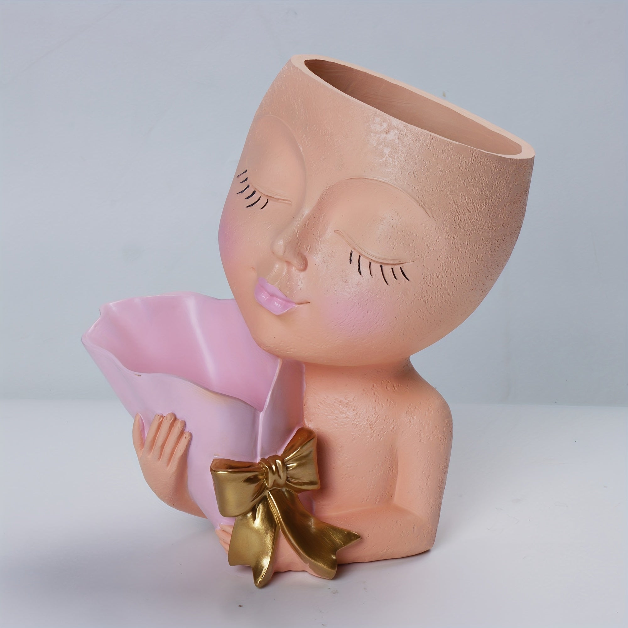 Resin Face Vase With Drain Nursery Room Decor