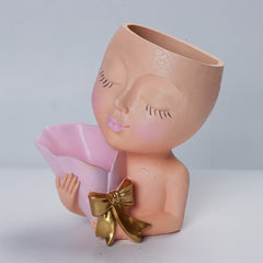 Resin Face Vase With Drain Nursery Room Decor