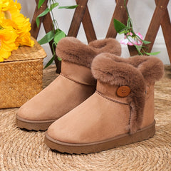 Fur Lined Thermal Snow Boots Slip On Ankle Round Toe Winter Boots