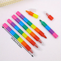 6pcs Vibrant Block Crayons for Kids - Festive Art Supplies with Holders