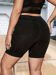 Women's Plus Ripped High Rise Denim Shorts