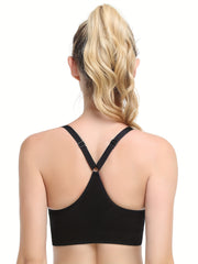 3-Pack Plus Size Sports Bra Set Women's Plus Solid Breathable Round Neck Bra