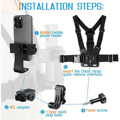Mobile Phone Chest Strap Mount for POV Vlogging - GoPro Compatible