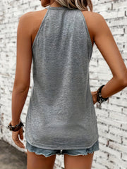 Heart Print Halter Neck Top Summer Sleeveless Women's Clothing