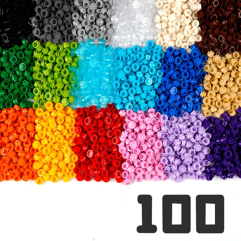 Bulk Building Blocks with Classic 1X1 Round Plates in Rainbow Colors