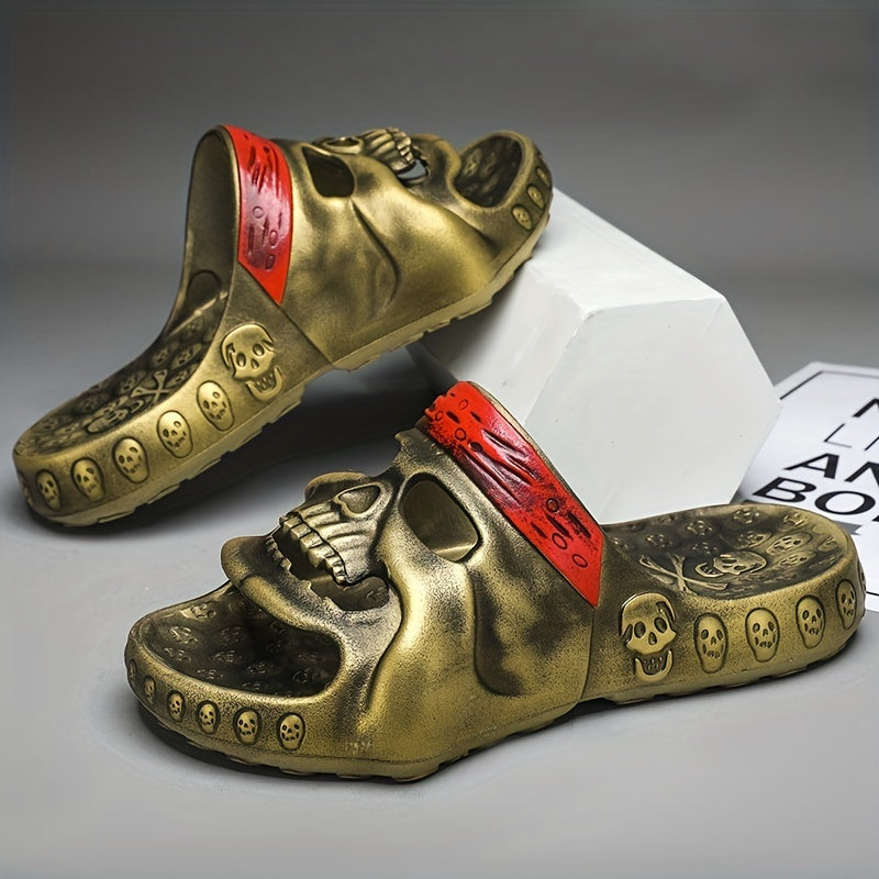 Men's Skull Slip-on Sandals Outdoor Slides Walking Shoes